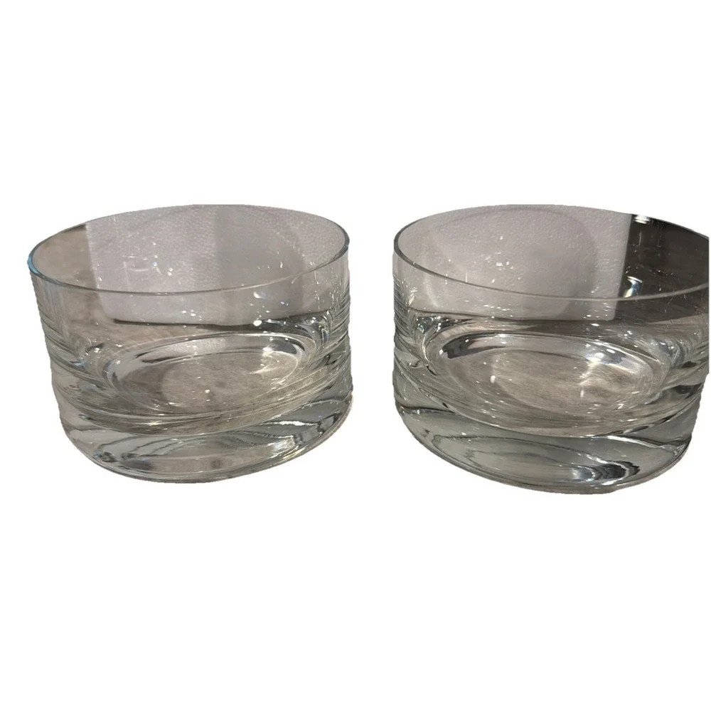 Vtg Set Of 2 Krosno Poland Glass Bowls‎